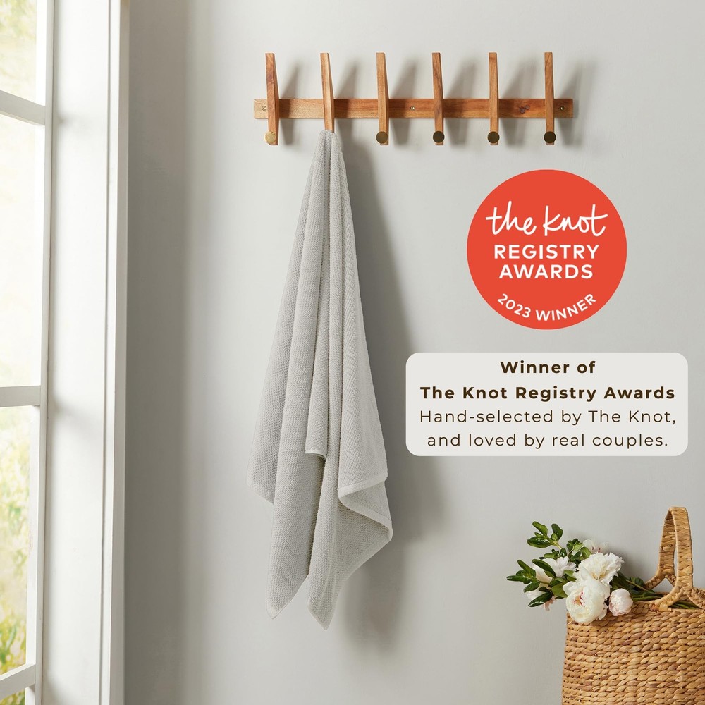 Bath Towels 12 Pack, Absorbent Cotton Washcloth, Soft, Light Grey