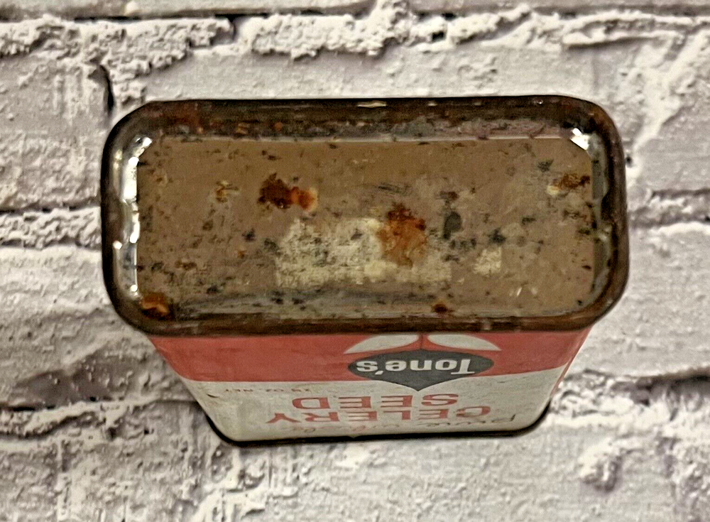 Vintage TONE'S Celery Seed Spice Tin 1 1/2 oz - Empty