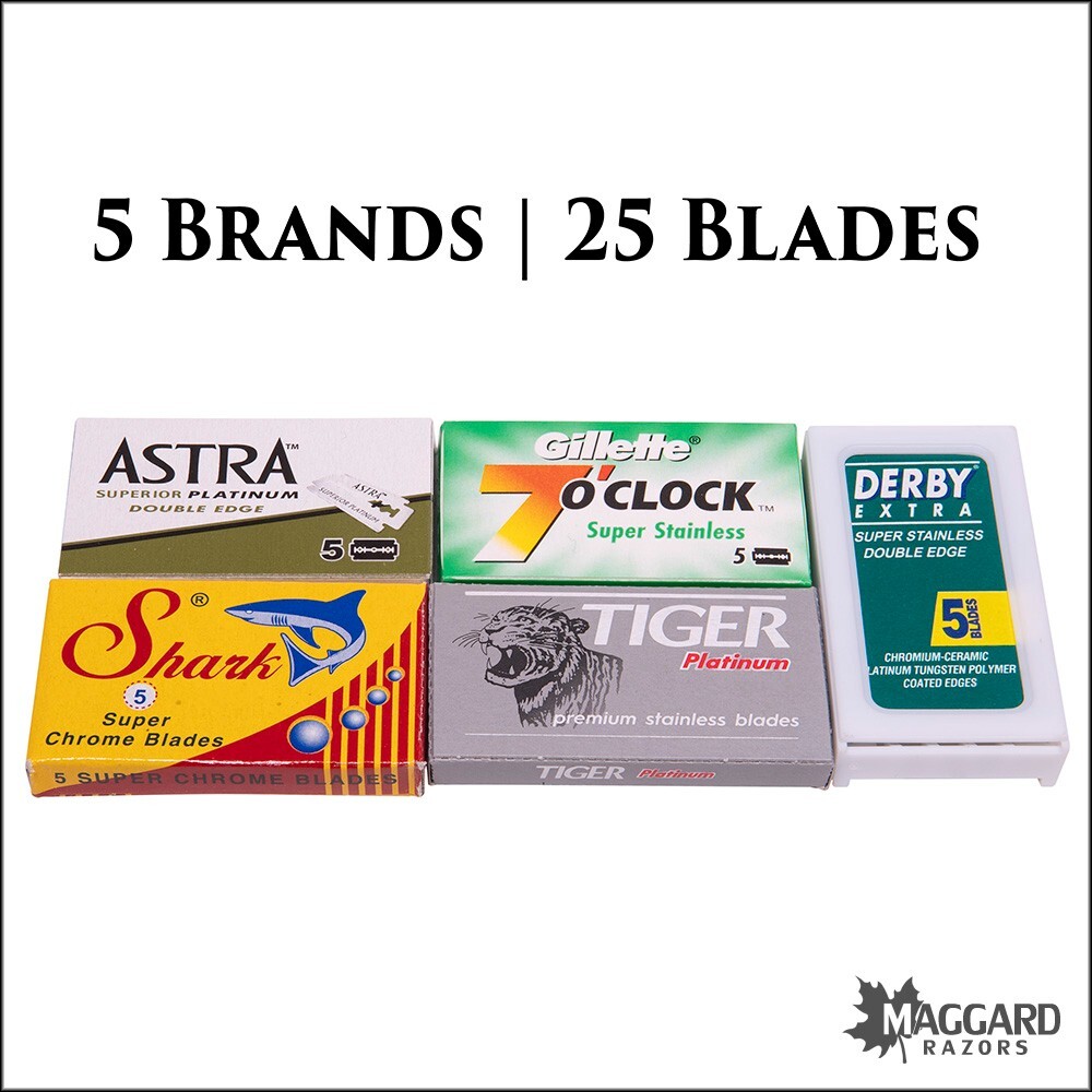 Razor Blades - Maggard Razors Blade Sampler Pack, 5 Brands - 25 Blades
