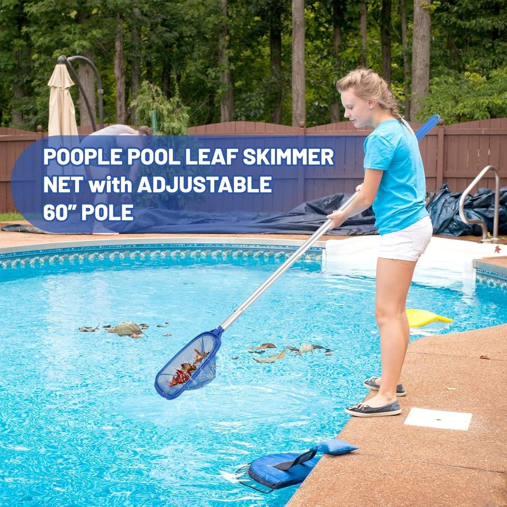 Pool Cleaning Kit with Net & Brush 5ft Adjustable Pole for Inground & Above G...