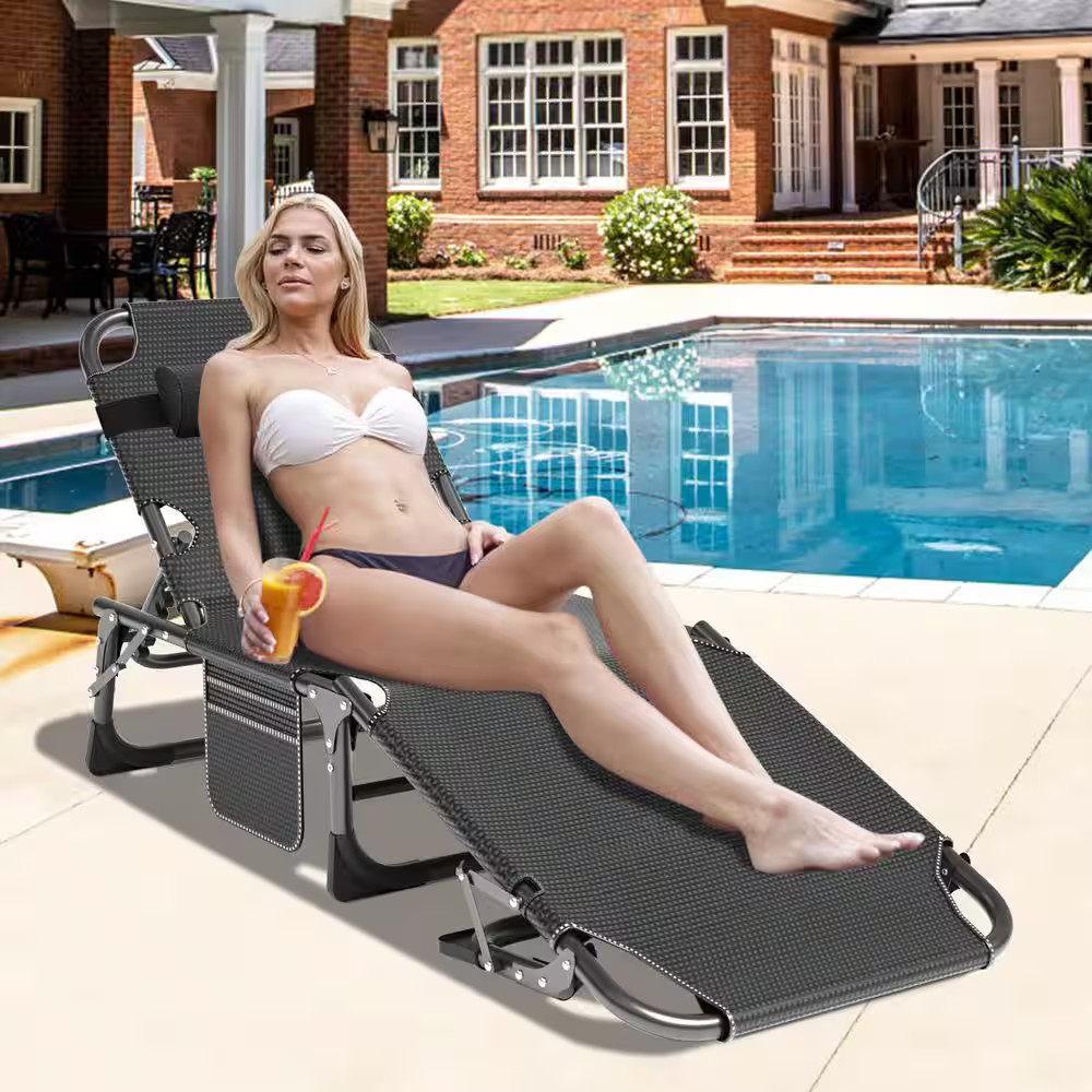 Polyester Portable Folding Sleeping Cot, Convertible Sleeper Chair Bed with Adju