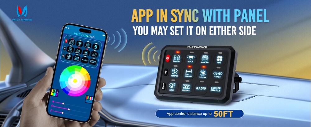 MICTUNING P1s RGB 12 Gang Switch Panel Wireless App Control Circuit Relay System