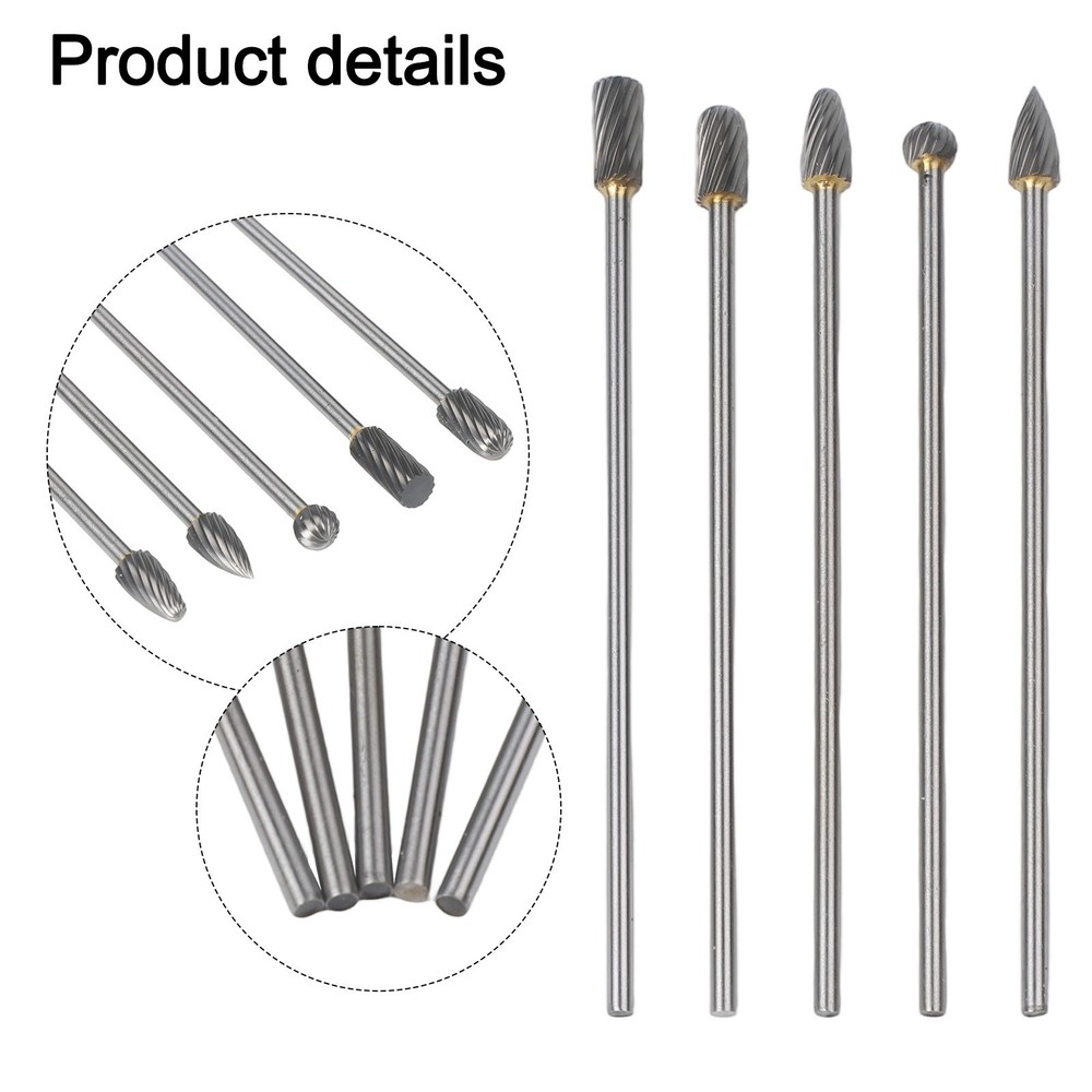 5pcs Solid Carbide Rotary Tools for Precision Work in Metal and Wood Projects