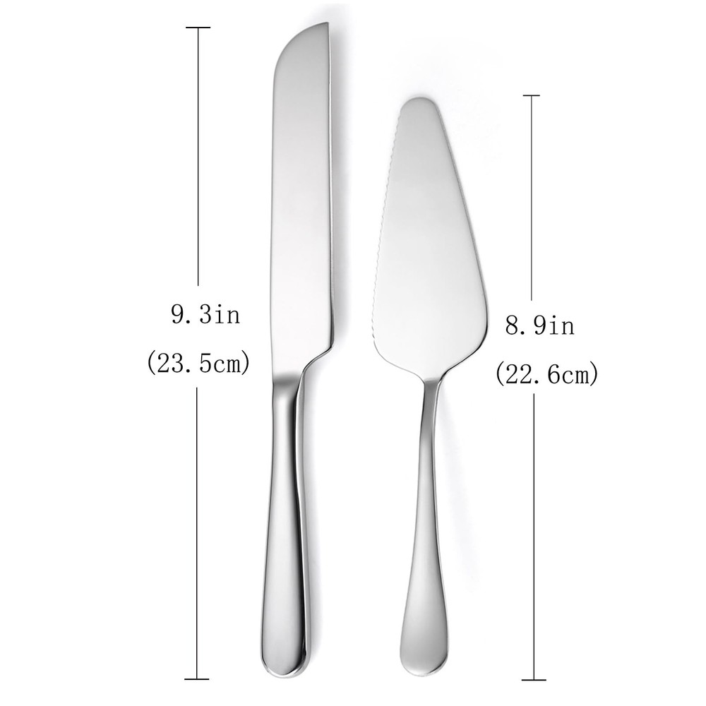 tiokin Wedding Cake Knife and Server Set Small, B Style-Silver(Small Size)