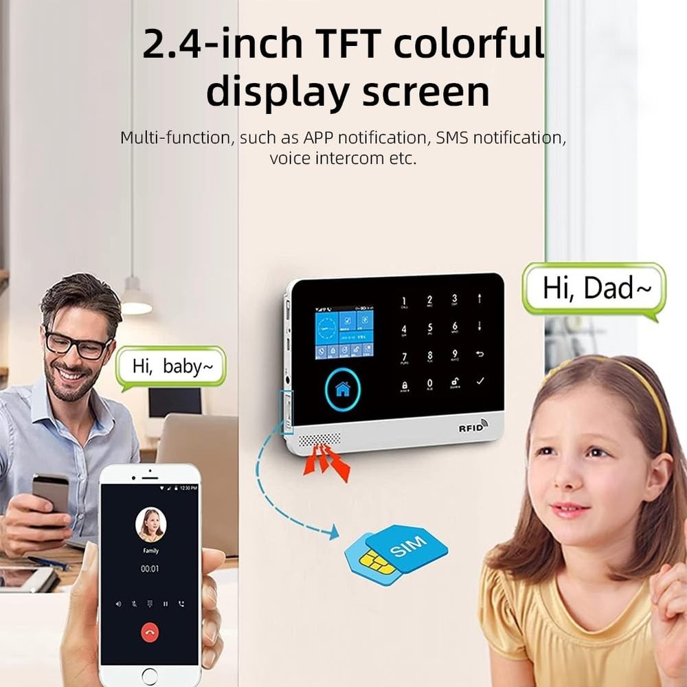 WiFi Alarm System for Home Security,DIY 4G Smart Home Security System, Wirele...
