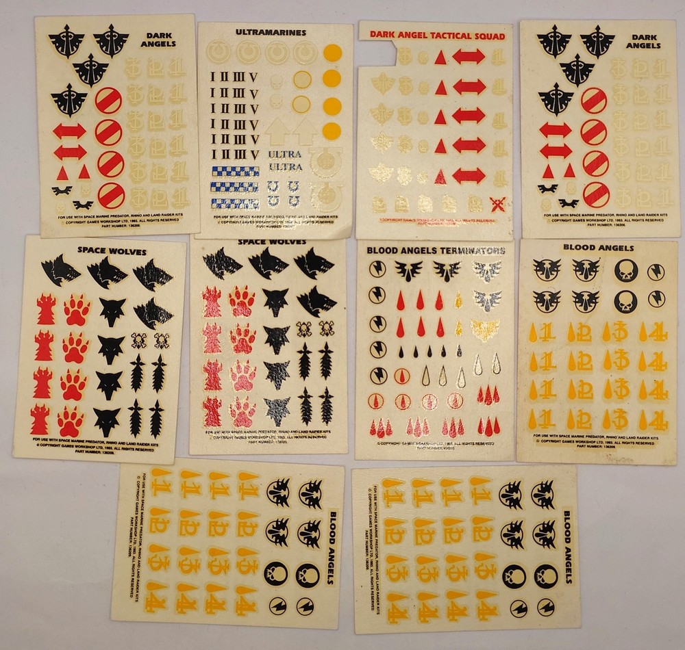 Warhammer 40k Transfer sheets Space Marines 1990s