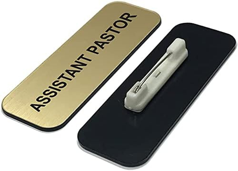 Assistant Pastor 1 X 3" Name Tag, Brushed Gold (3 Pack)
