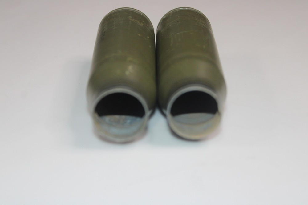 2 empty 25 mm Fired Shell Case casings PAPERWEIGHTS display