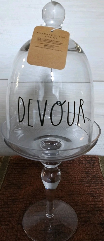 Rae Dunn "Devour" (Black Lettering) Cupcake Stand