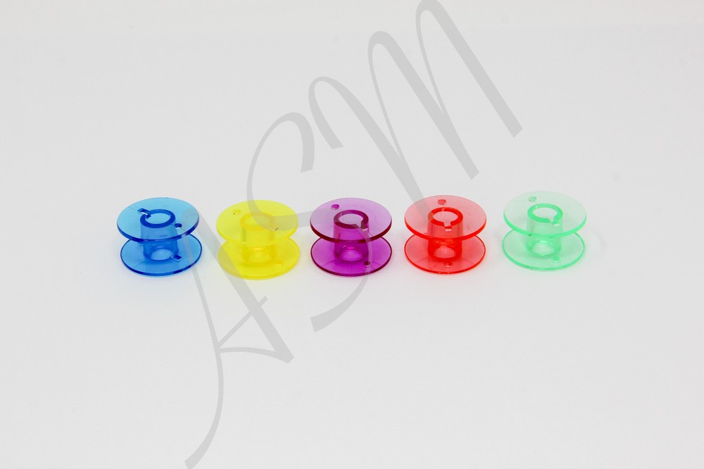 25 Pack Assorted Color Plastic Bobbins w/Plastic Box