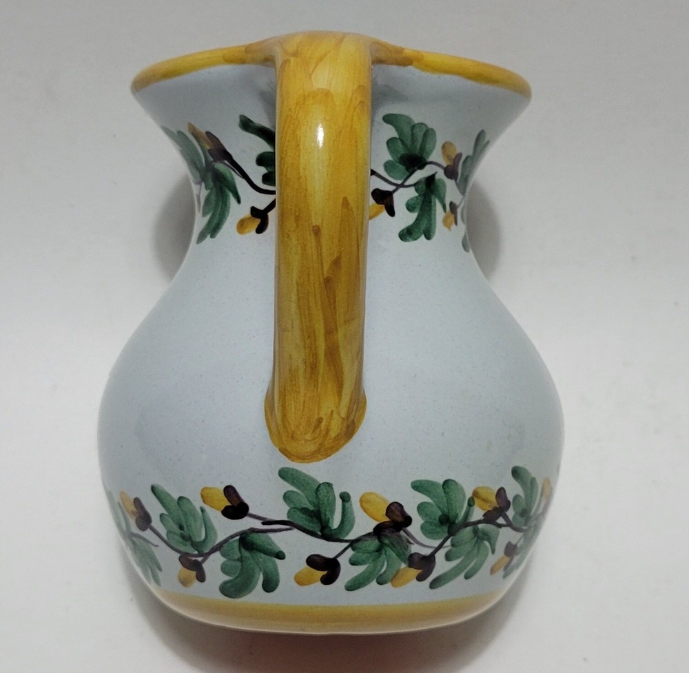 Signed Floral Hand Painted Ceramic Pitcher