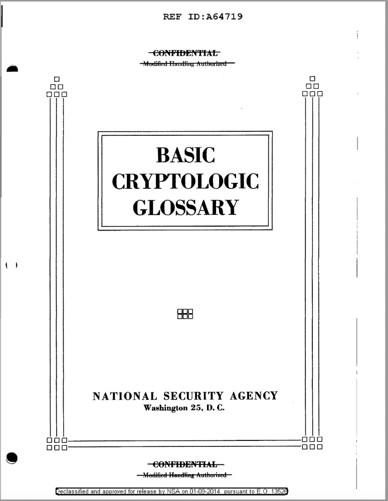 44 Page 1955 Declassified Confidential NSA Basic Cryptologic Glossary on CD