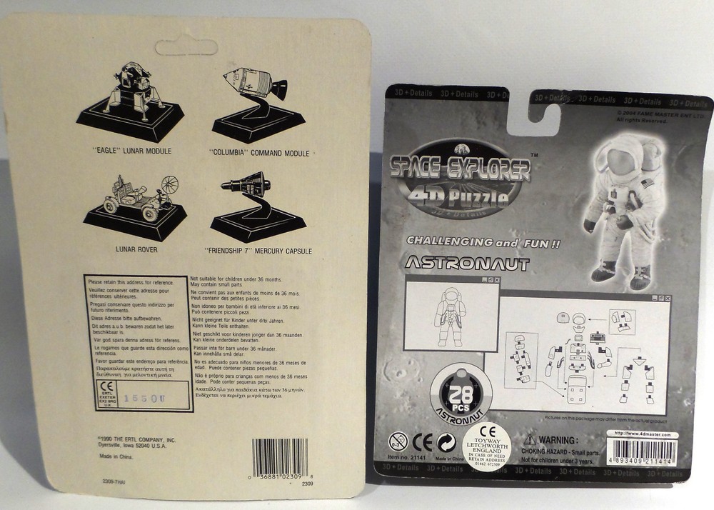 SPACE : APOLLO 11 COMMAND MODULE CARDED DIE CAST MODEL & ASTRONAUT 4D PUZZLE