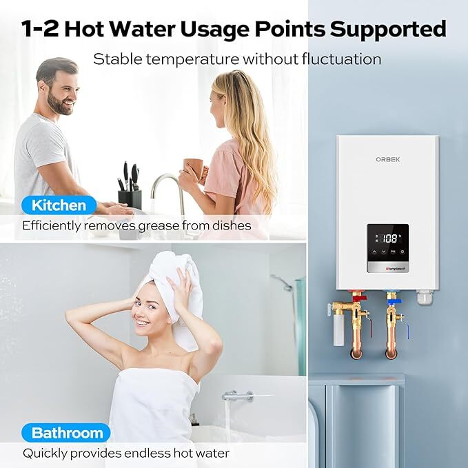 11kW 240V Tankless Water Heater Electric For Kitchen Sink Shower LED Display