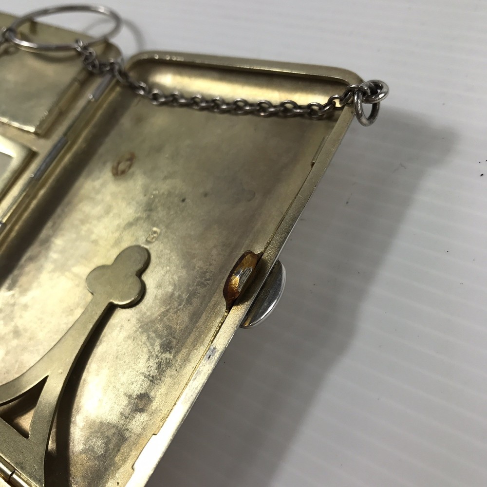 Antique Solid Silver Compact Combination Card Case Lipstick Purse D Bros