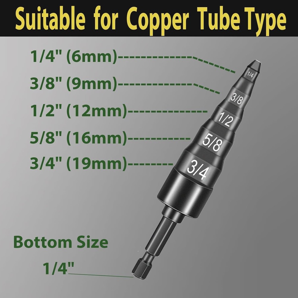 Versatile HVAC Copper Pipe Expander: 5-in-1 Swaging Tool with Drill Bits