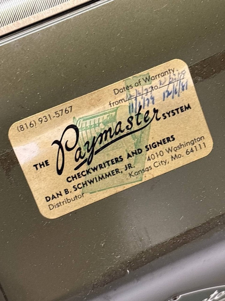 Paymaster Series X-550 check writer locked protection