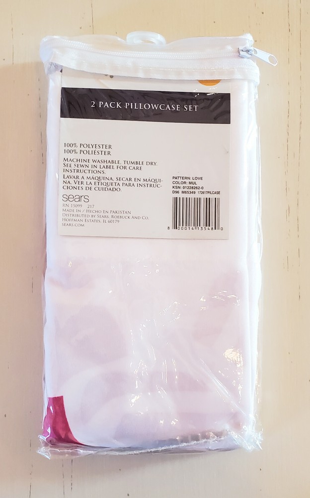 Colormate Love 2 Pack White Microfiber Pillowcase Set, Standard