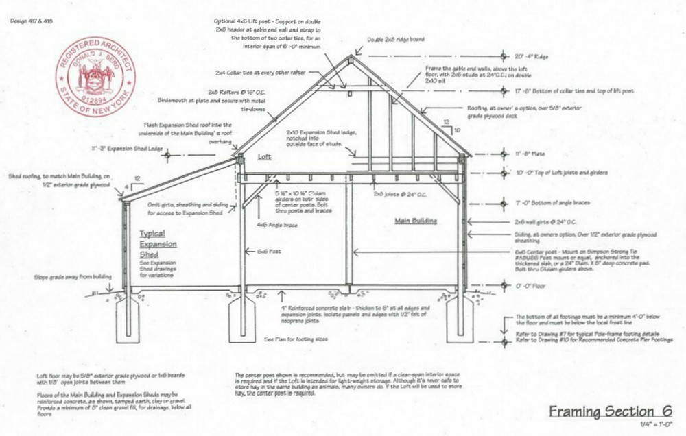 20 Yard Barn Designs - Complete Economical Pole-Barn Construction Plans (B9)