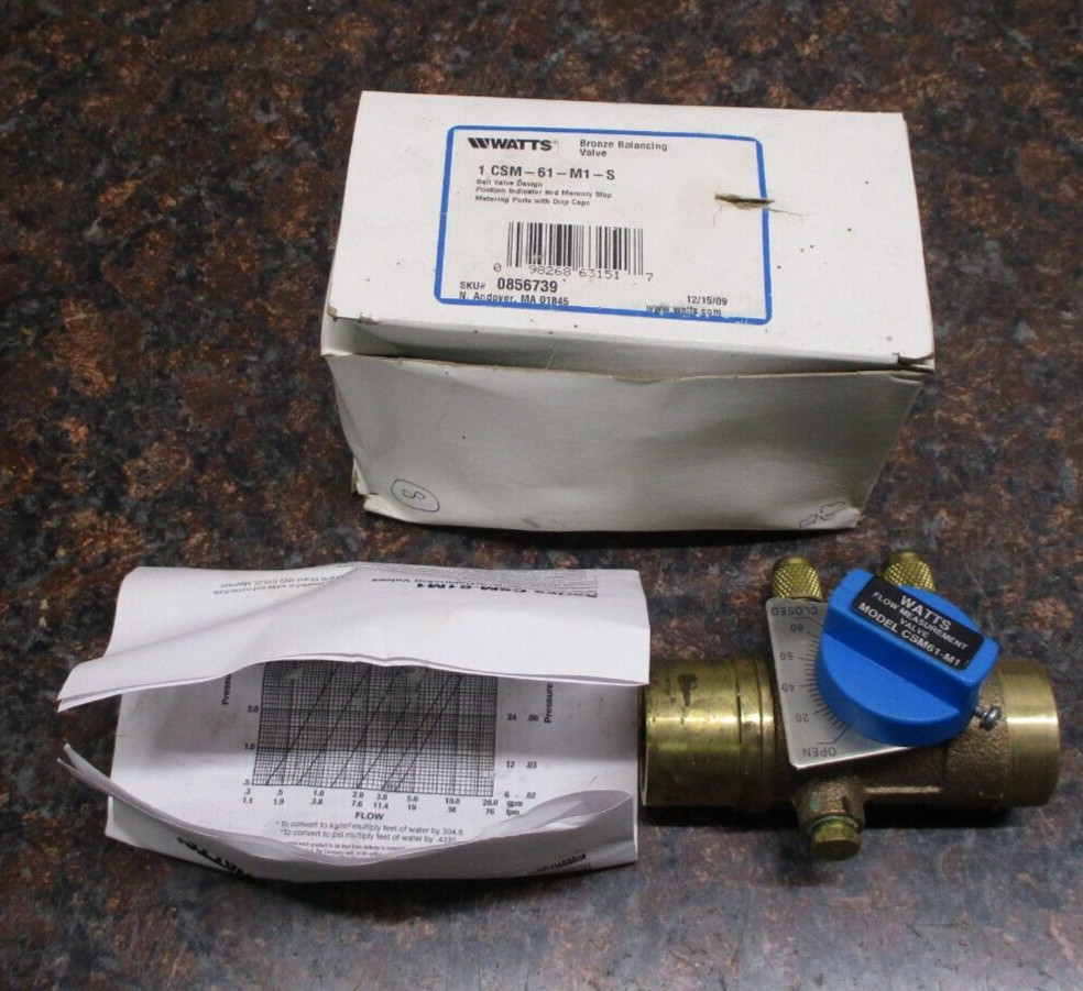 Watts Flow Measurement Valve 1" CSM-61-M1-S 0856739 NEW FREE SHIPPING