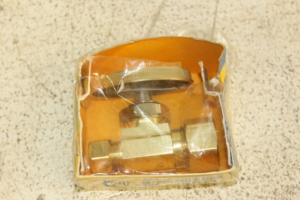 Four Polished Brass Straight Compression Valves