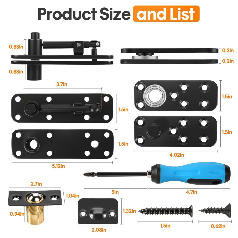 Murphy Door Pivot Hinge Kit, Hidden Door Hinge Hardware Kit, 570 Lbs Load-Bea