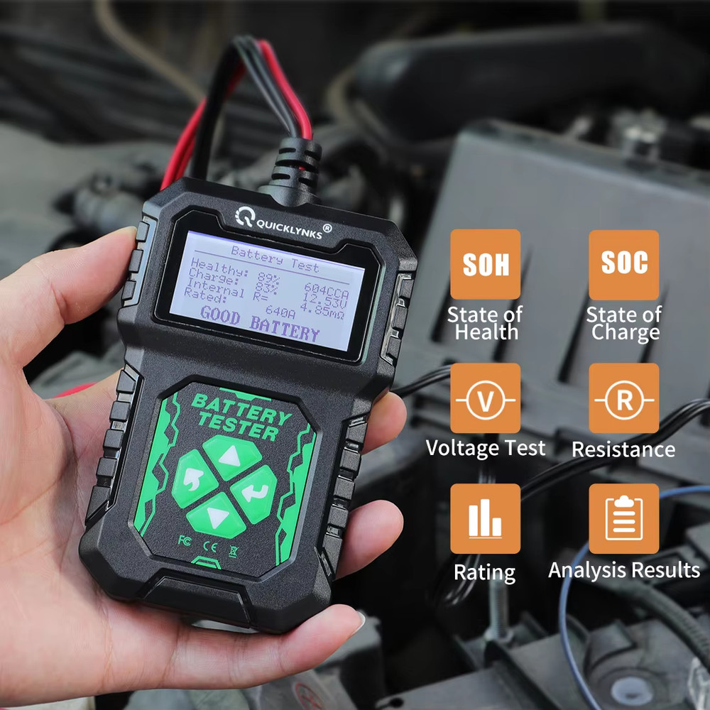 QUICKLYNKS 12V Car Battery Load Tester Charging System Analyzer 2000CCA BA107