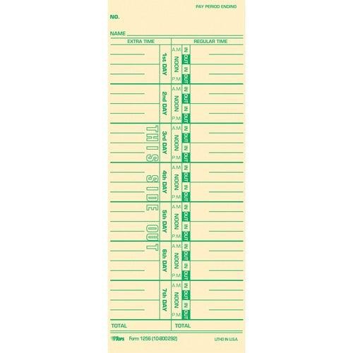 TOPS Numbered Days Time Cards 12563