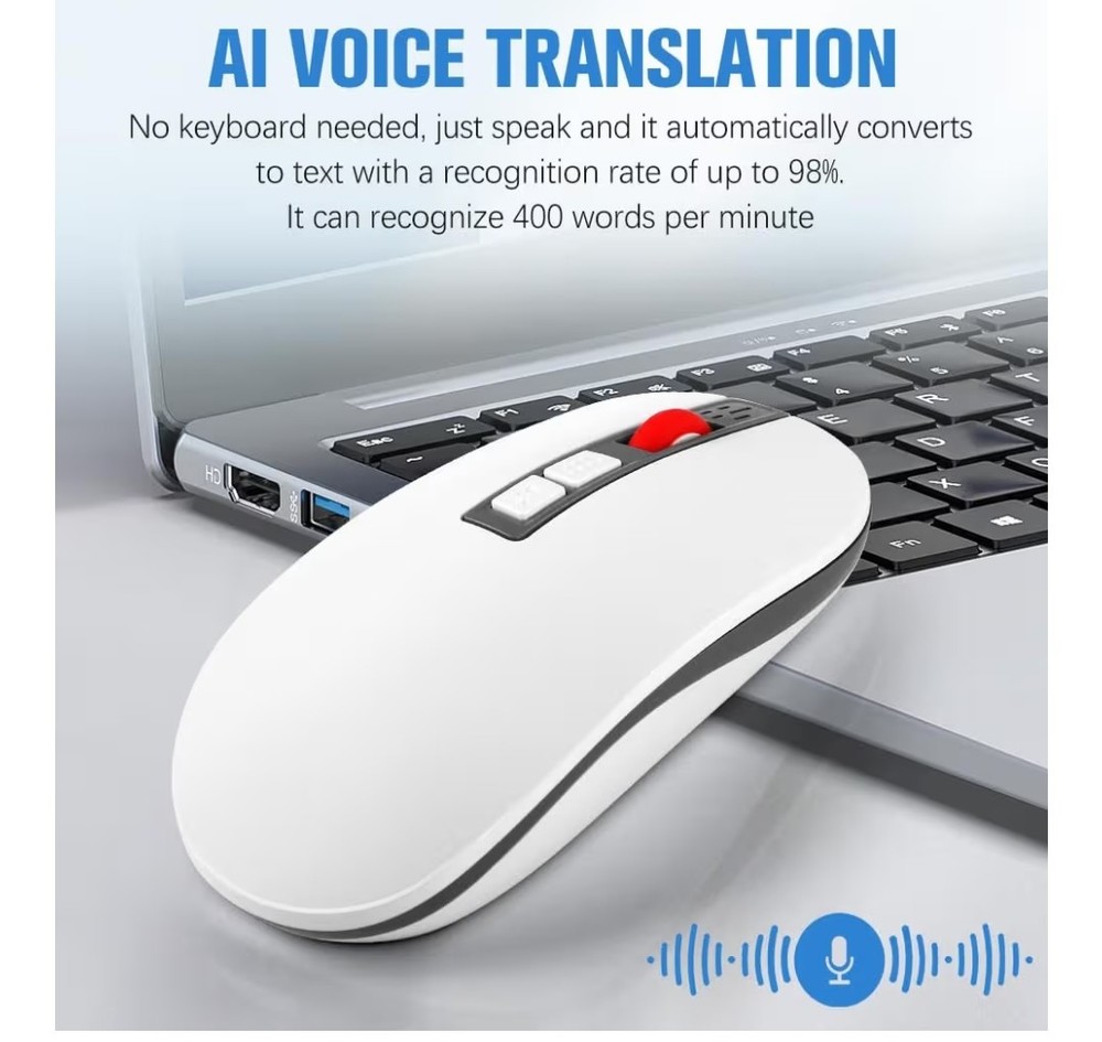 AI Mouse, AI Voice & Audio Recorder, AI Real-Time Transcription, Laser Pointer