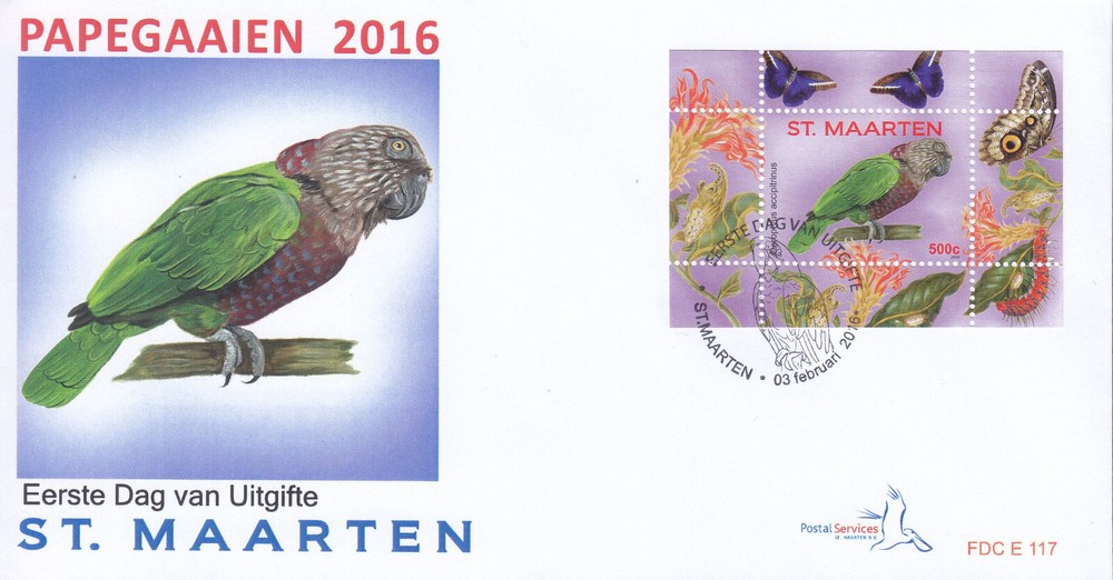 Sint Maarten Issue FDC 2016 (117) Birds - Parrots