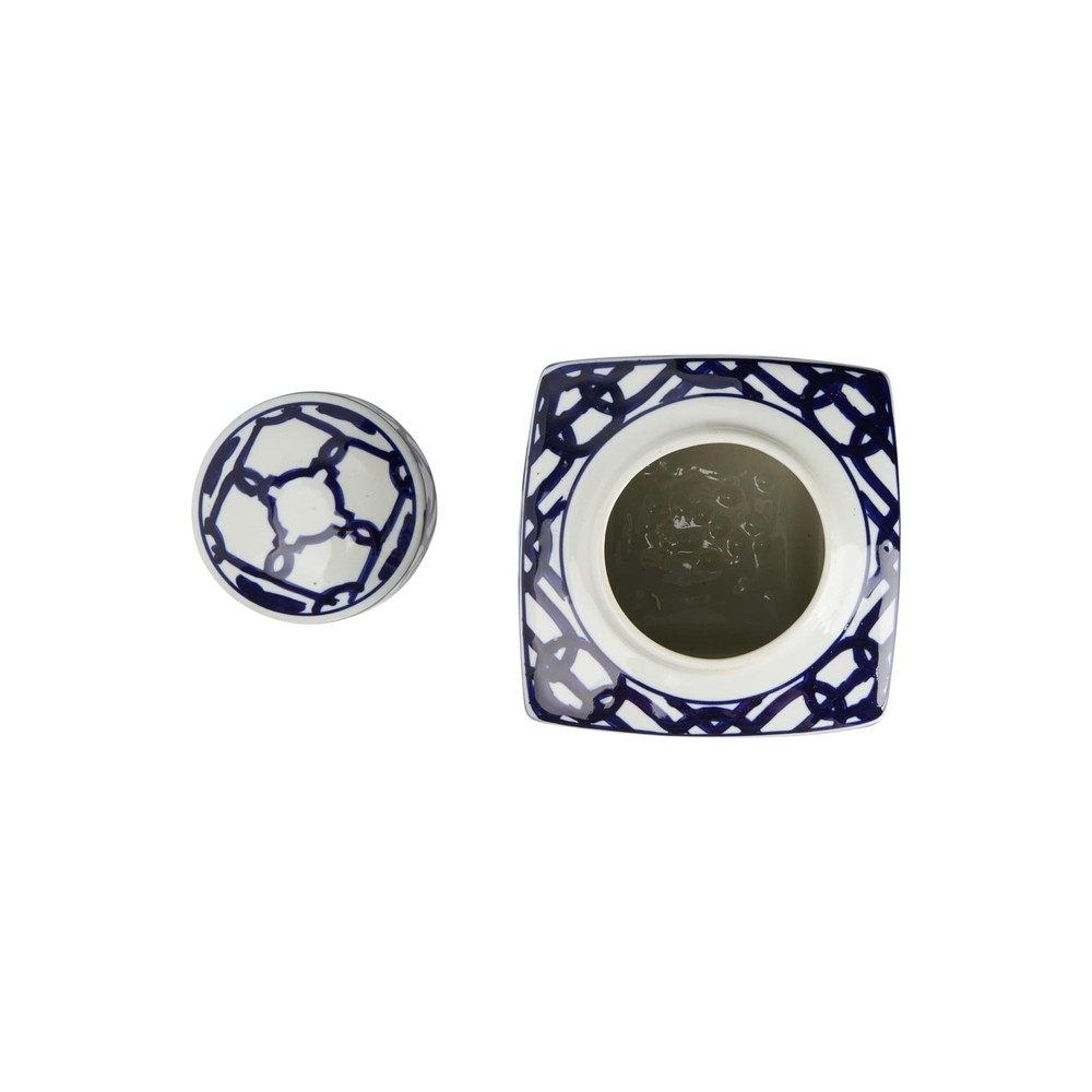 Blue & White Ceramic Ginger Jar with Lid