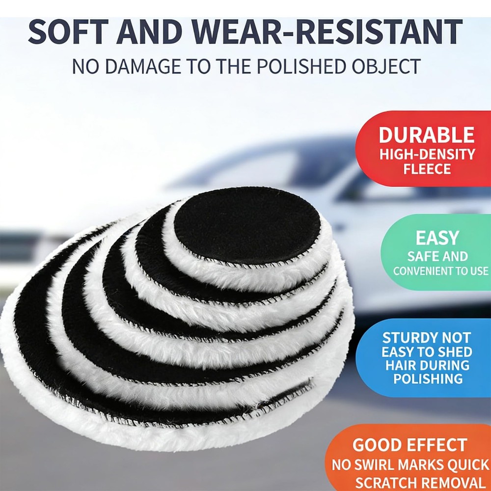 2 Pcs 7 Inch Lambs Wool Polishing Buffing Pads with Hook and Loop Back, Soft ...