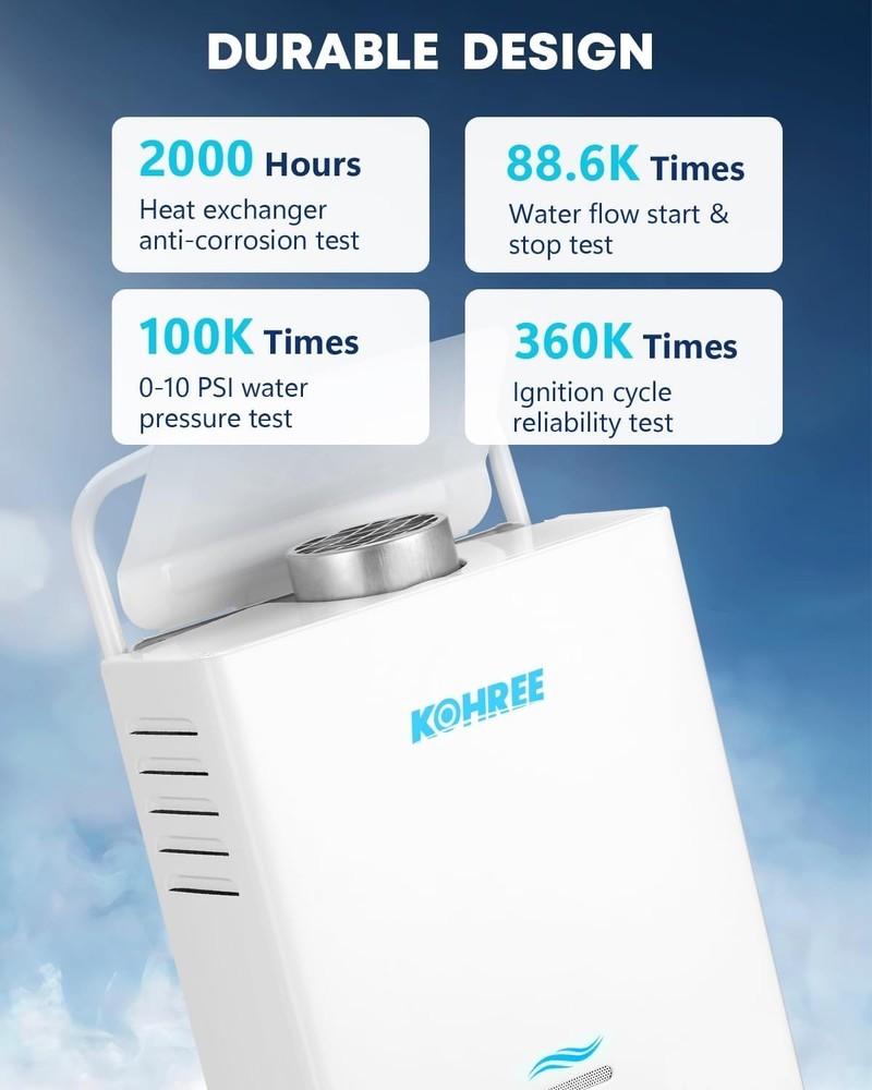 Tankless Propane Water Heater 6L Portable Outdoor Shower RV Black White