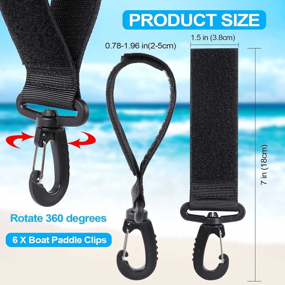 Soft Neoprene Adjustable Paddle Holders - 6 Clips for Ultimate Convenience