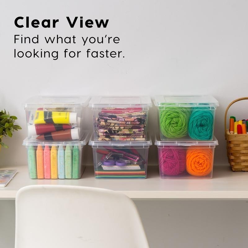 5 Qt Clear Plastic Storage Bins Stackable Lids Organizing Containers 20 Pack New