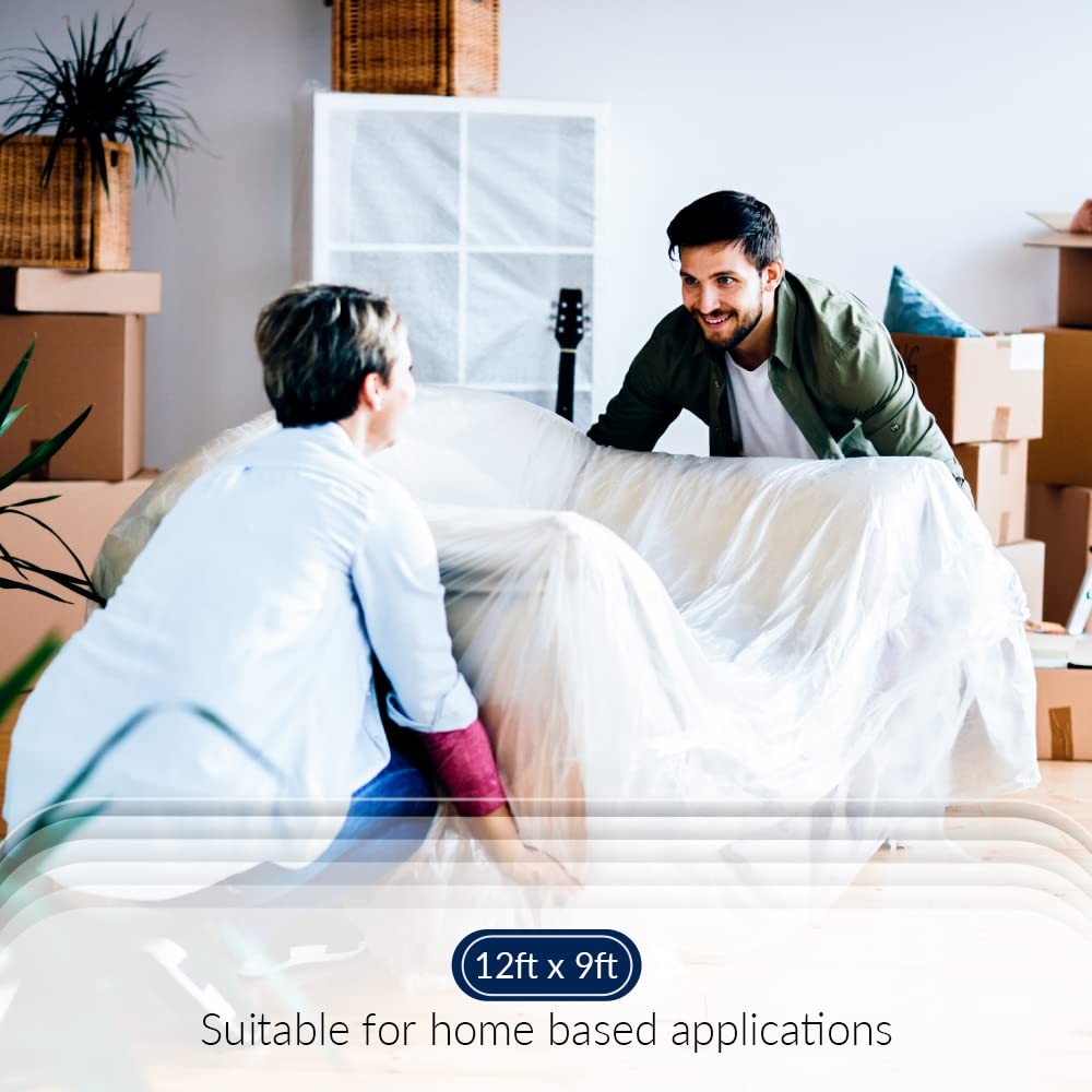 3 Pack Extra Large Plastic Dust Sheets for Decorating - 3.6m x 2.75m (12ft x ...
