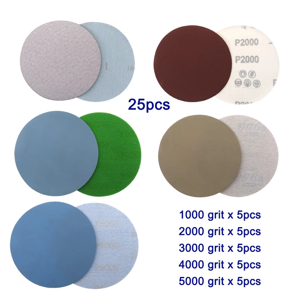25PCS 75mm /3'' Inch Sanding Discs Hook Loop Sandpaper Grit 1000 /2000 /3000/ 40