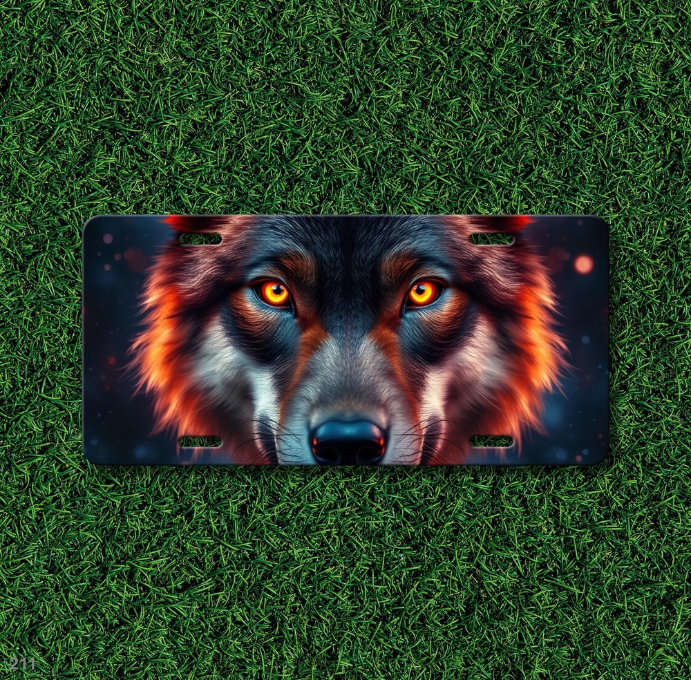 Realistic Wolf License Plate Customizable Front Plate Anniversary Gift