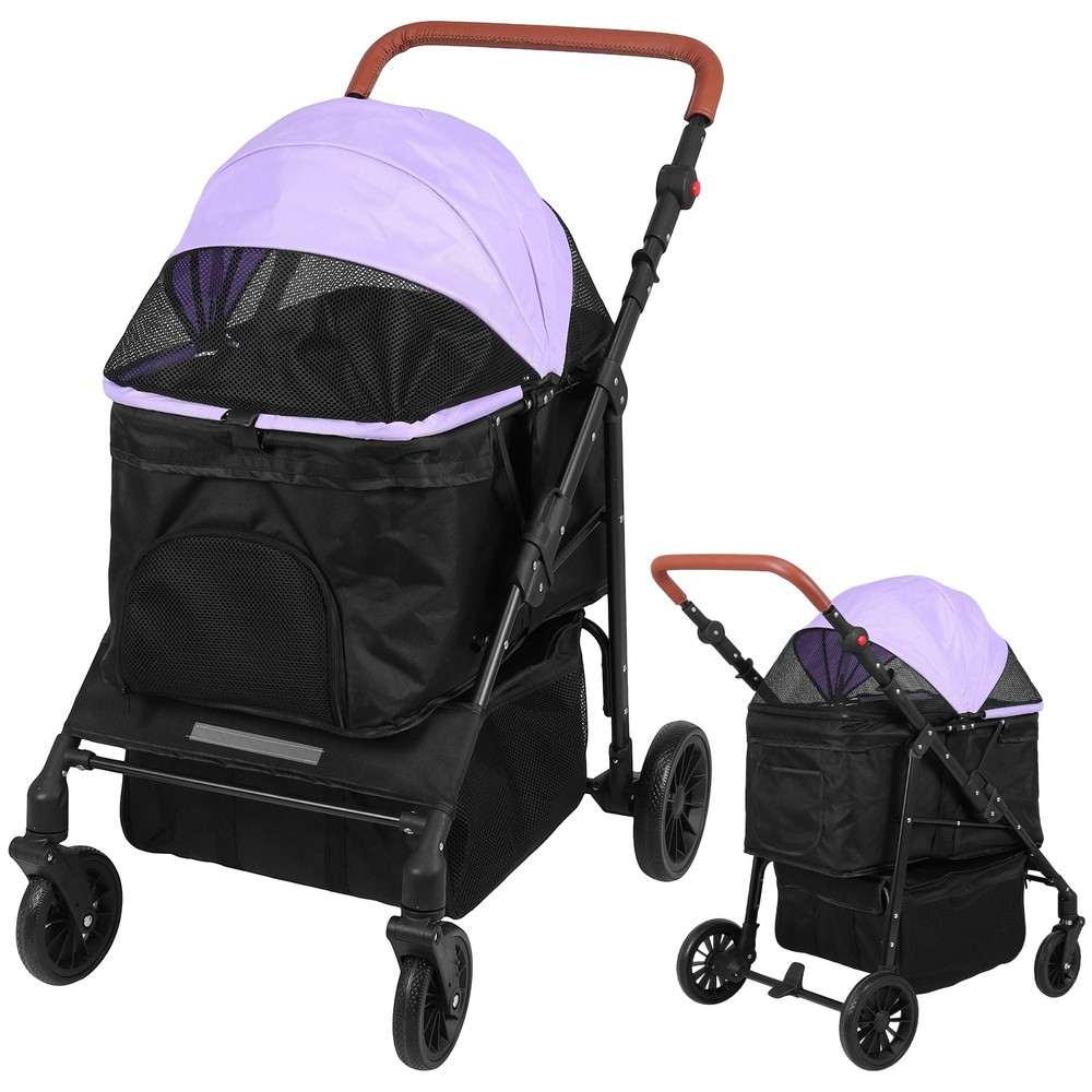 Pet Stroller Adjustable Handle Smooth-Ride Dog Stroller for Small & Medium Dogs