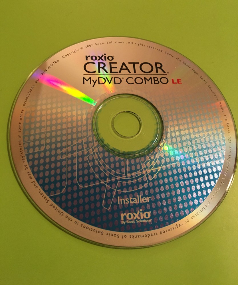 Roxio CREATOR MyDVD Combo LE - installer software disk, 2005 by Sonic Solutions