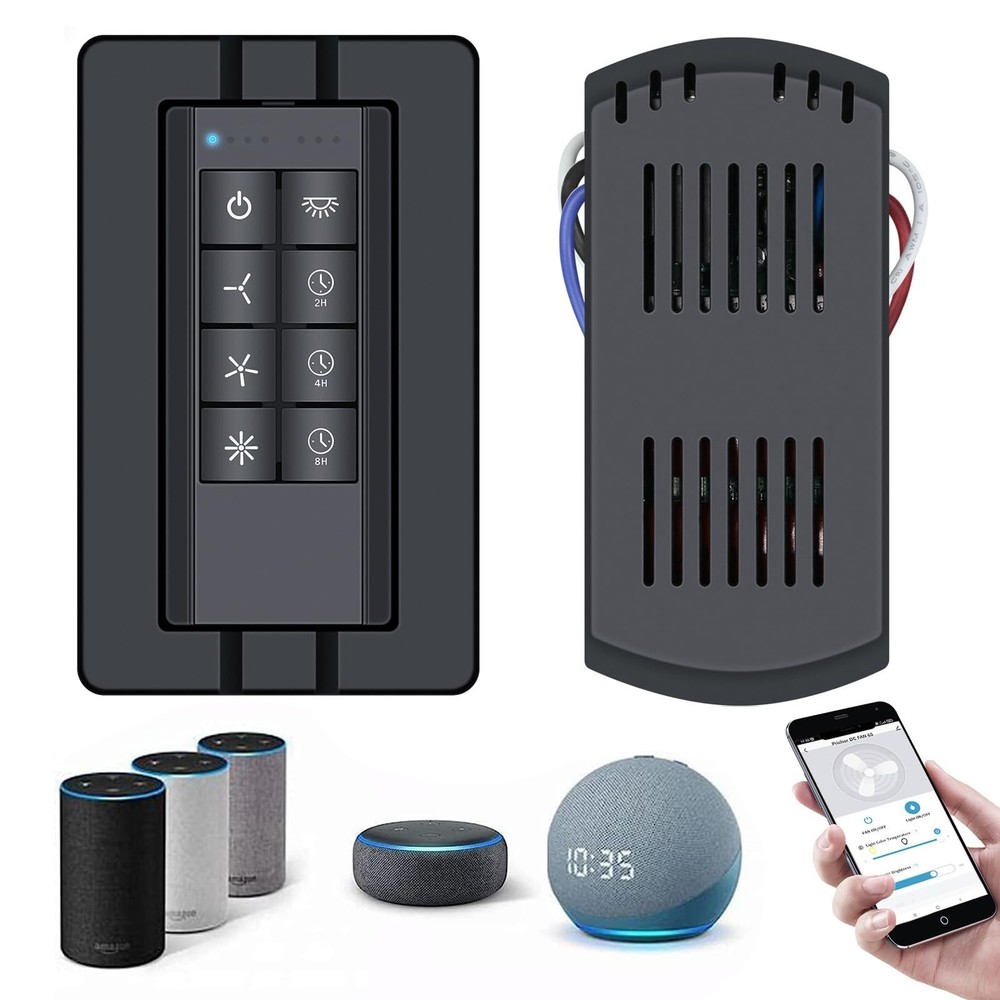 Universal Smart WiFi Ceiling Fan Remote Control, 3-Speed Dimmer, Alexa & Google