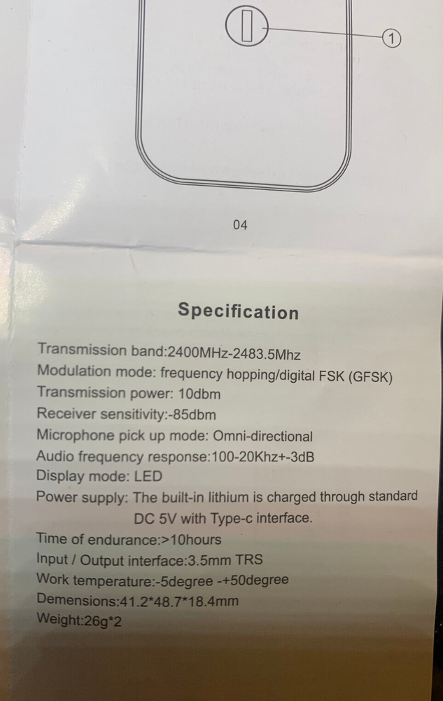 Digital Wireless Microphone System 2.4G Digital- New In Open box.