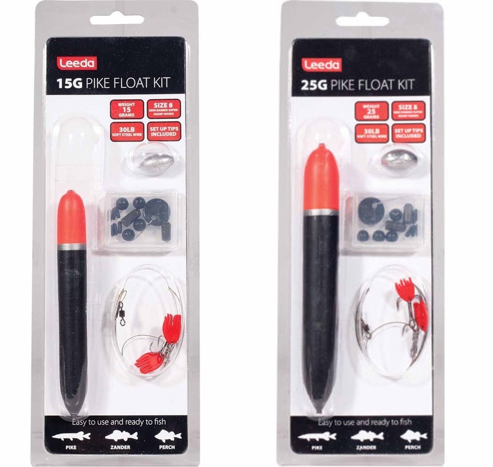 Leeda Pike Float Kits, Includes Float, Beads, Weight Wire & Hooks 15g or 25g
