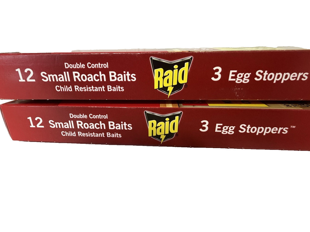 2 Pack: RAID Small Roach Baits (12) each + Egg Stoppers (3) each