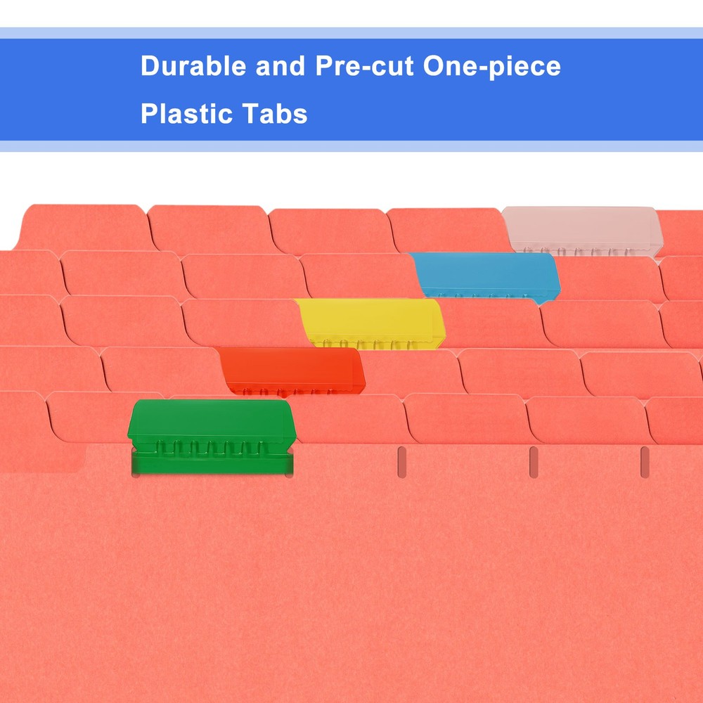 Hanging File Folder Tabs, File Folder Tabs and Inserts, Multicolor, 150 Pcs