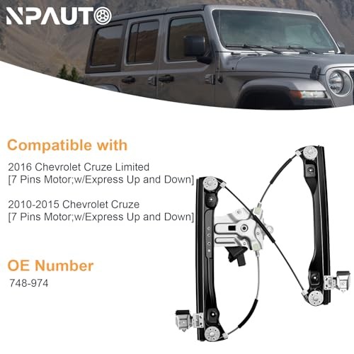 Front Left Driver Side Power Window Regulator with (7-Pin) Front Driver Side