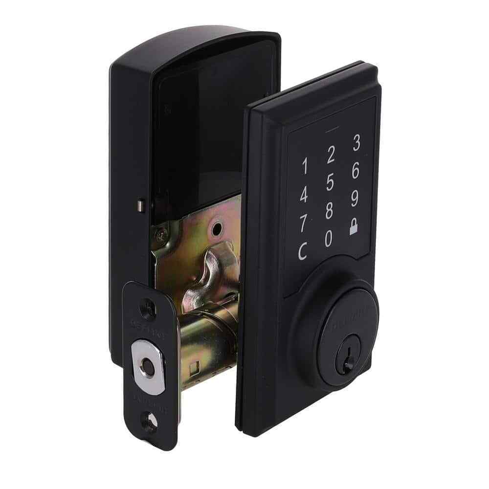 Defiant Square Matte Black Electronic Single Cylinder Touchpad Deadbolt