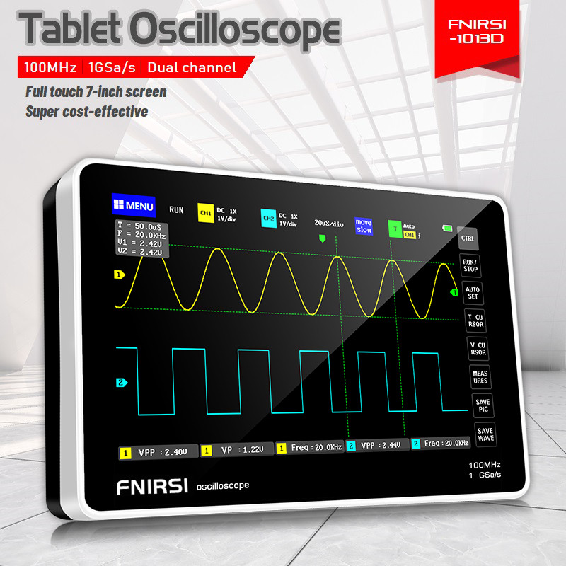 FNIRSI 1013D Dual Channel Touchable Panel Oscilloscope Mini 7" Touch Panel 2CH