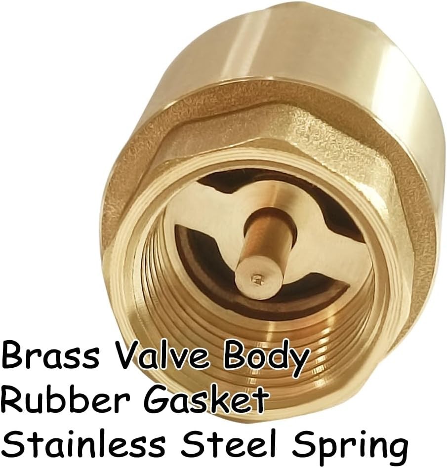 Solid Brass 3/4 Inch In-line Check Valve for Water Back-flow Prevention