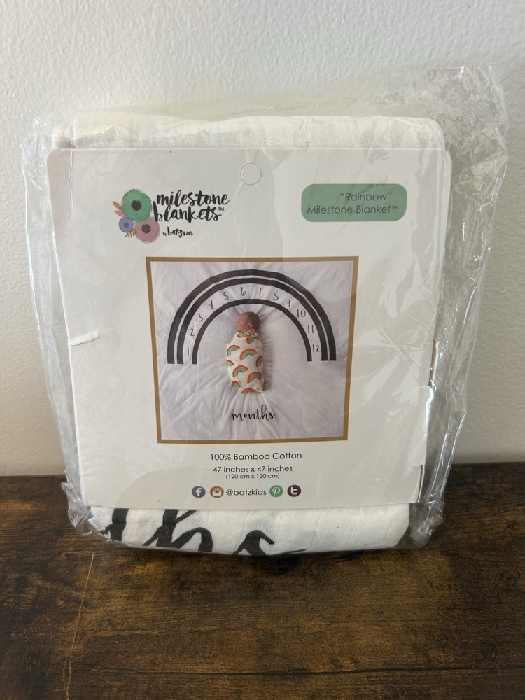 Bamboo Cotton Rainbow Milestone Blanket